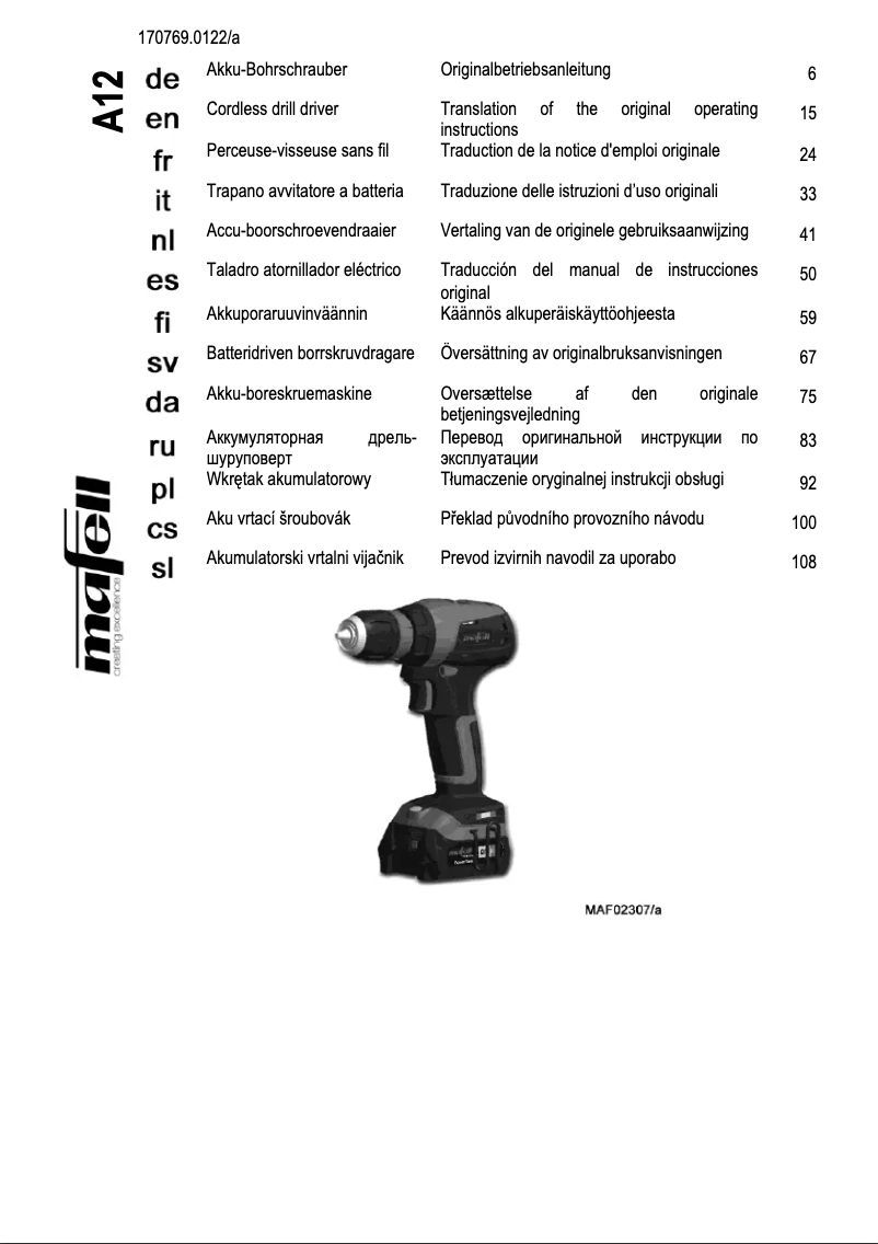 Página 1 del manual Manual de usuario Mafell A12