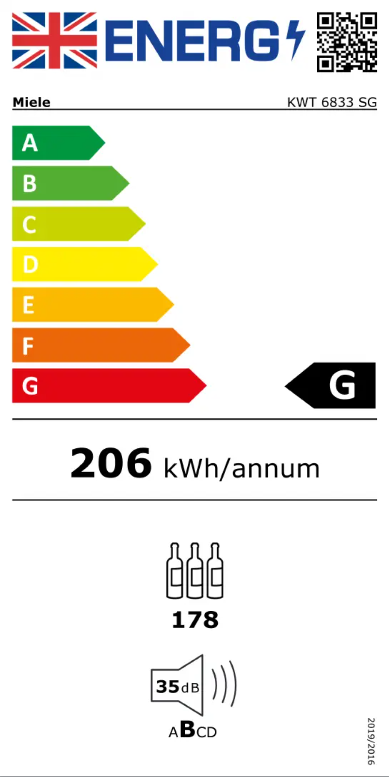 Page n°1 - Label énergétique Miele KWT 6833 SG
