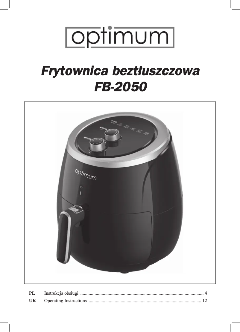 Page 1 de la notice Manuel utilisateur Optimum FB-2050