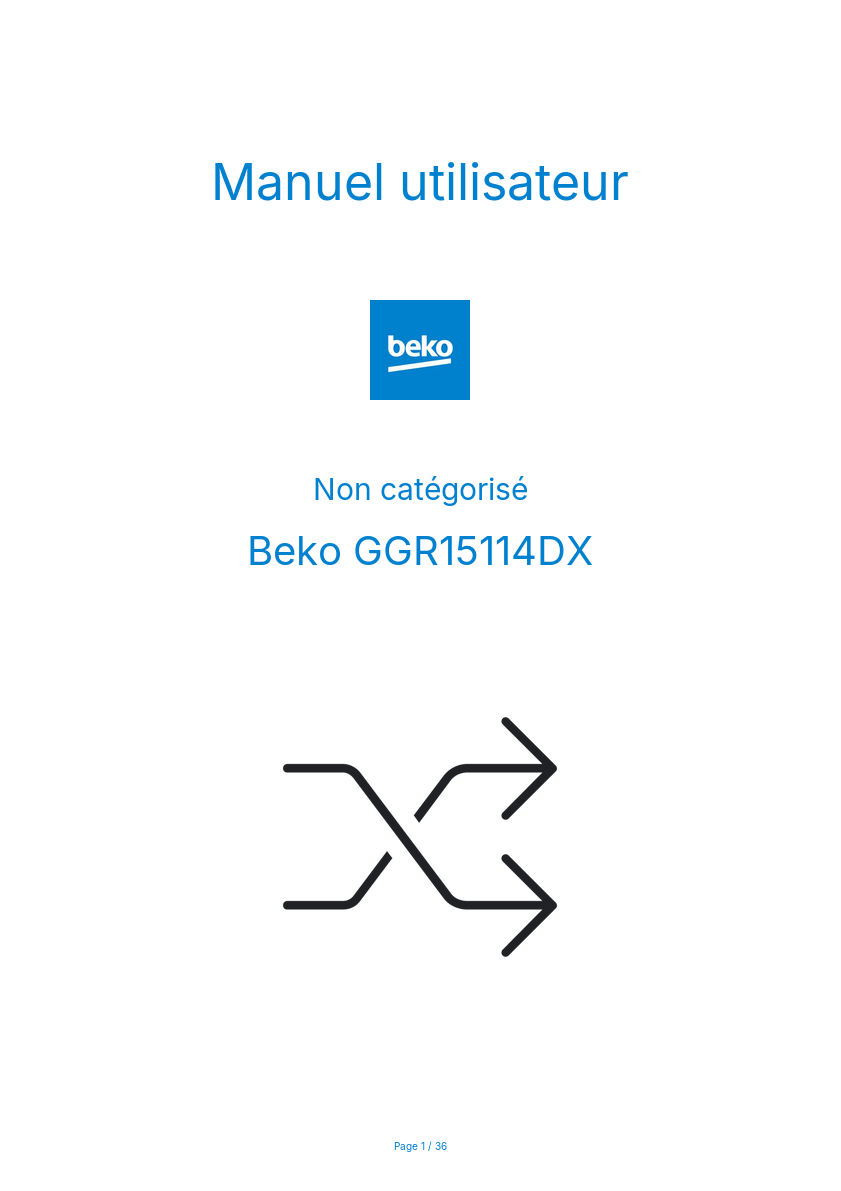 Page n°1 - Manuel utilisateur Beko GGR15114DX