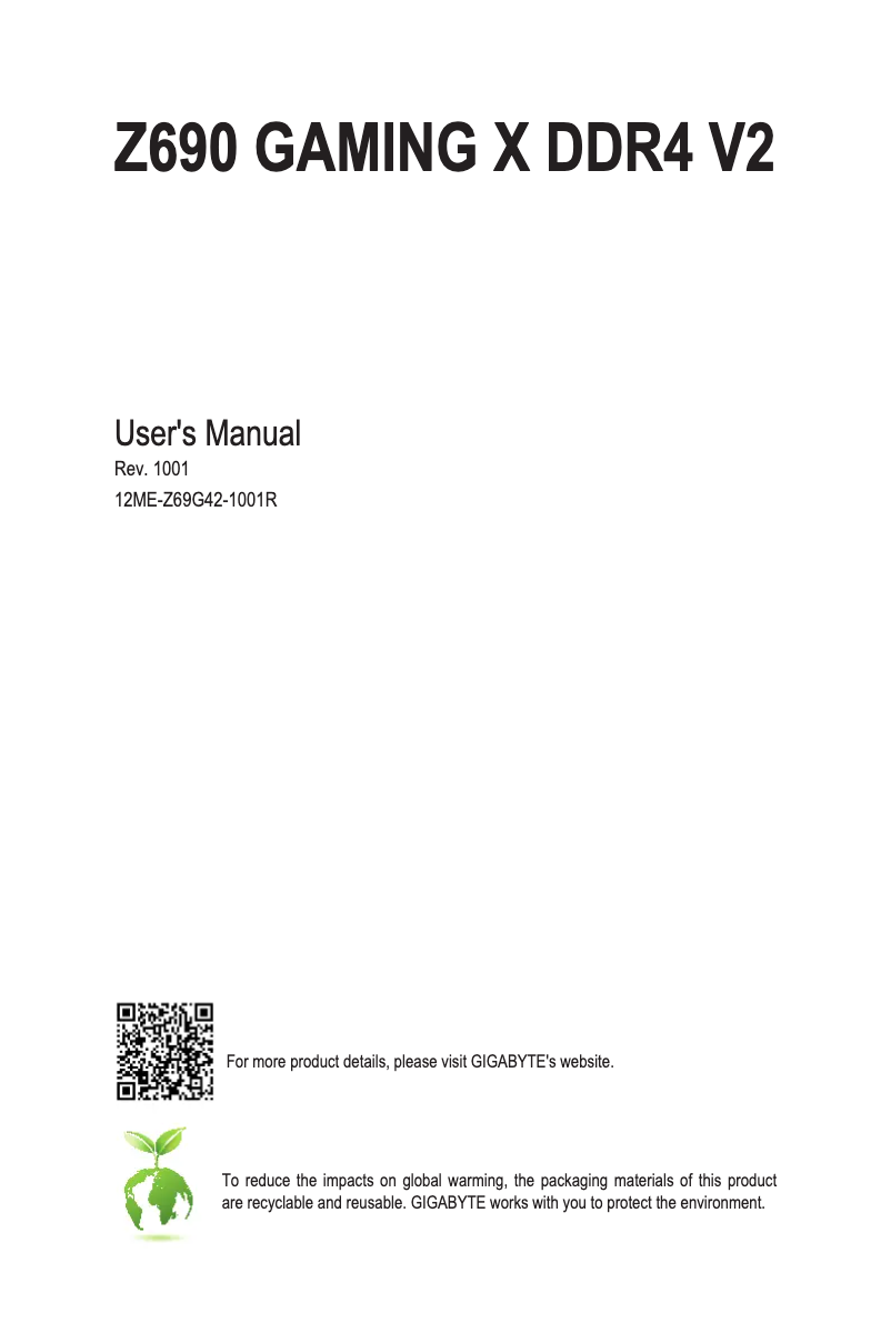 Image de la première page du manuel de l'appareil Z690 Gaming X DDR4 V2