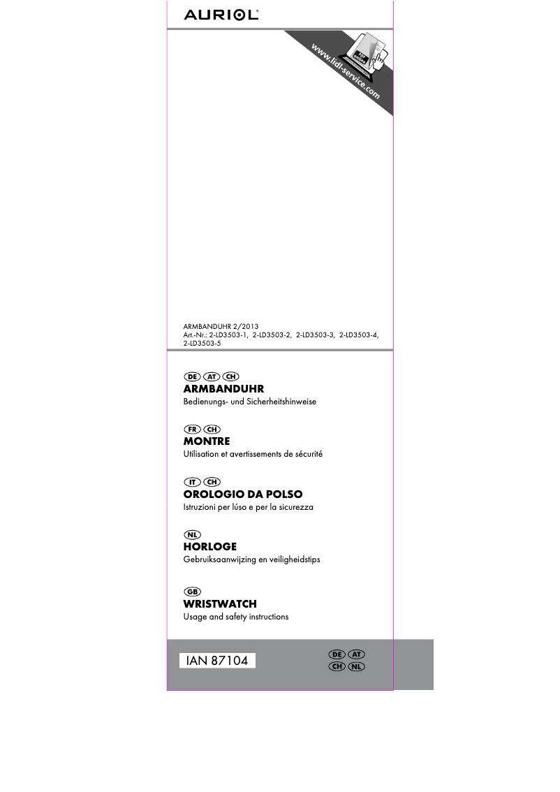 Page 1 de la notice Manuel utilisateur Auriol 2-LD3503-3