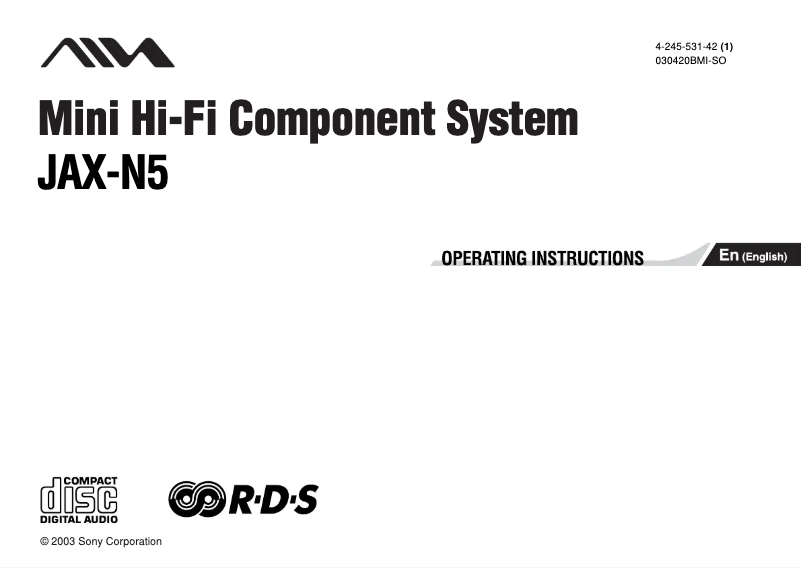 Page n°1 - Manuel utilisateur Sony JAX-N5