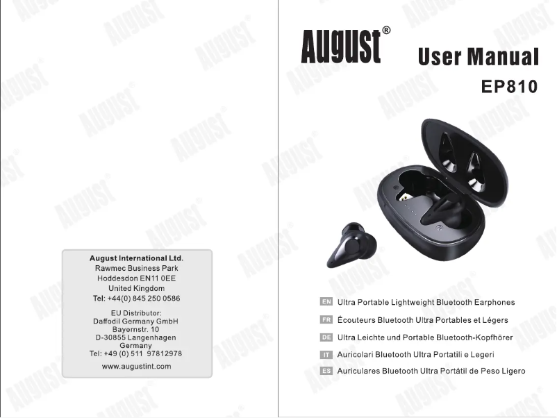 Page 1 de la notice Manuel utilisateur August EP810