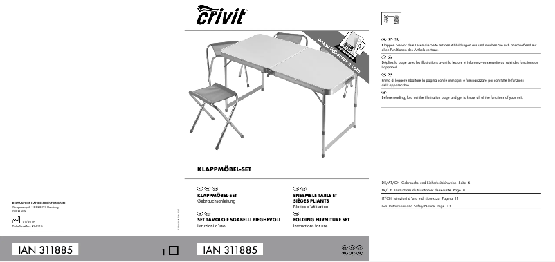 Page 1 de la notice Manuel utilisateur Crivit IAN 331811