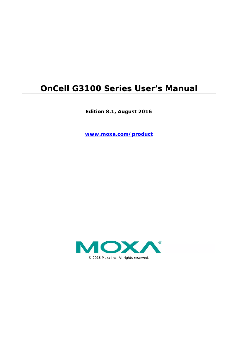 Page 1 de la notice Manuel utilisateur Moxa OnCell G3150-HSPA-T