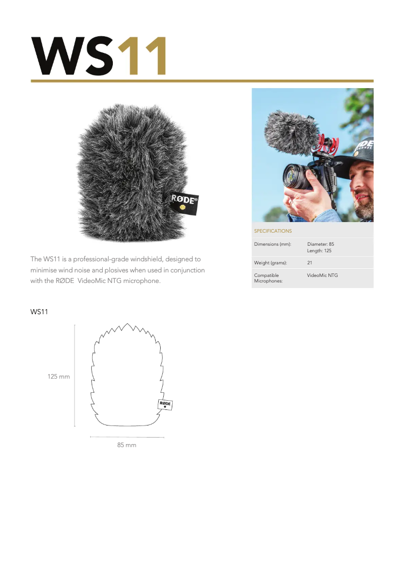 Page n°1 - Manuel utilisateur Røde WS11