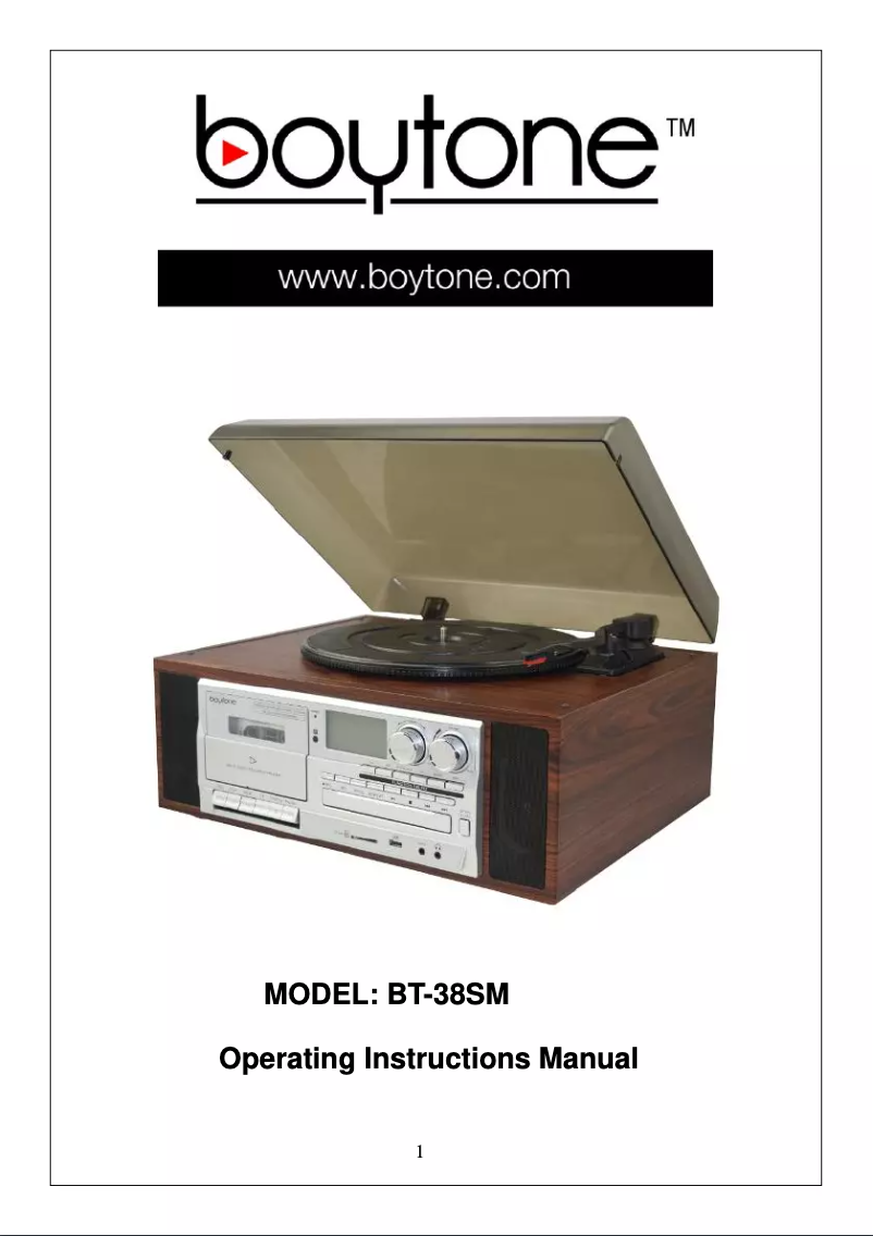 Page 1 de la notice Manuel utilisateur Boytone BT-38SM