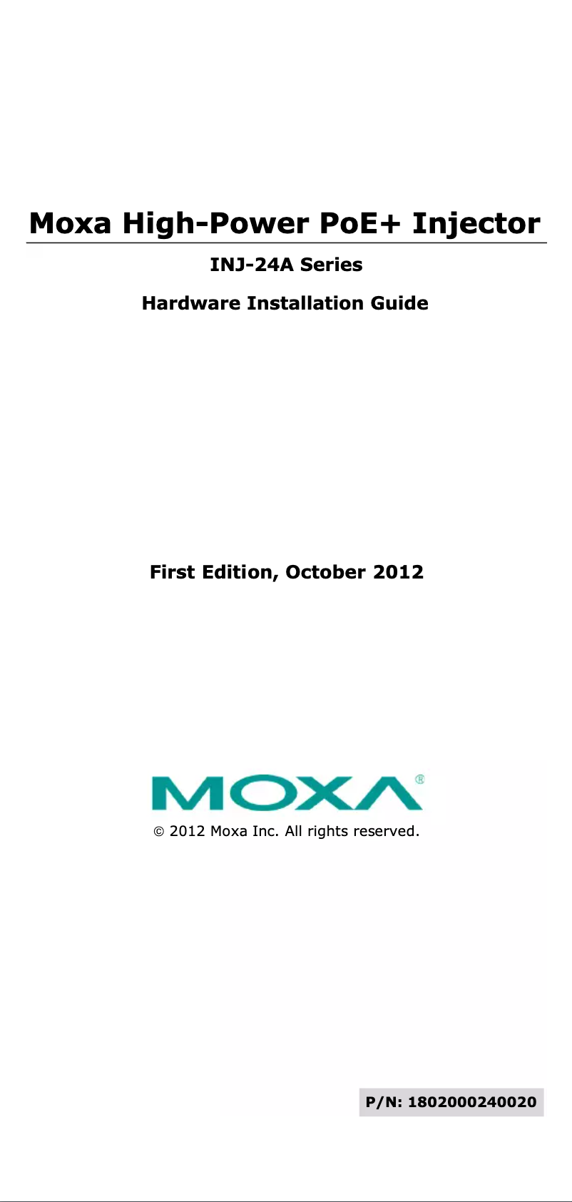 Page n°1 - Manuel utilisateur Moxa INJ-24A