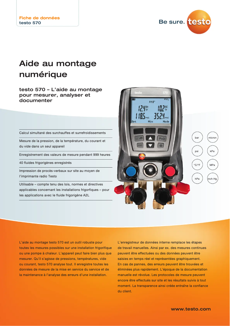 Página 1 del manual Ficha técnica Testo 570