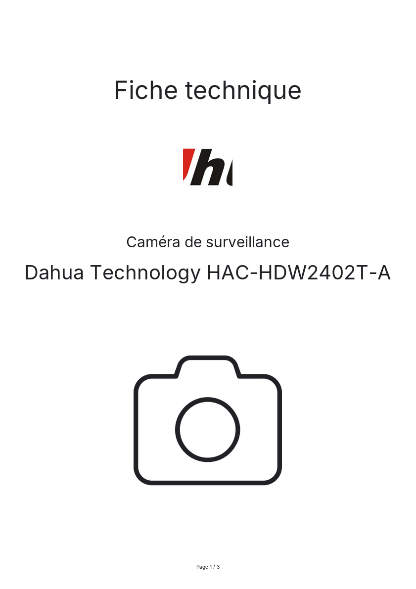 Image de la première page du manuel de l'appareil HAC-HDW2402T-A