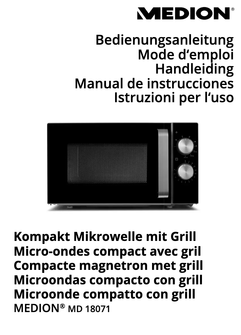 Page 1 de la notice Manuel utilisateur Medion MD 18071