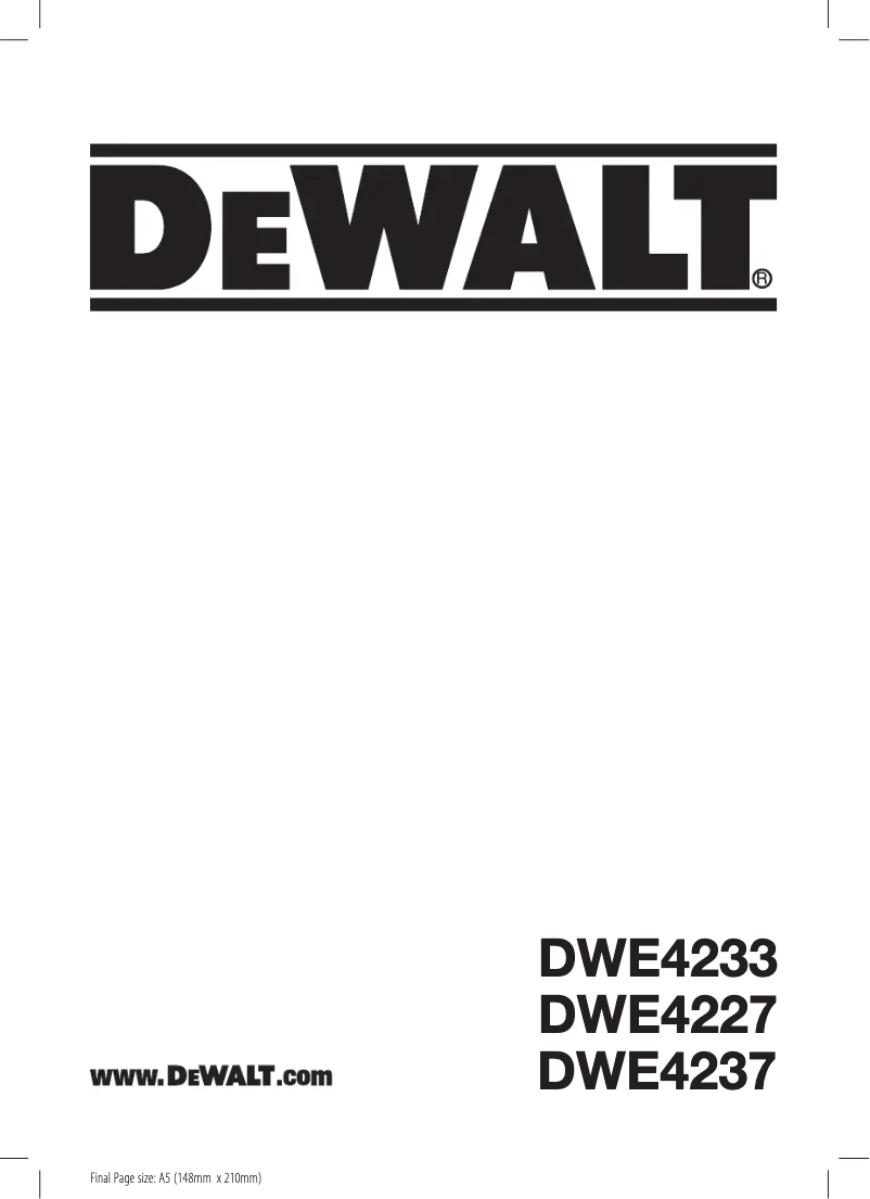 Page 1 de la notice Manuel utilisateur DeWalt DWE4237