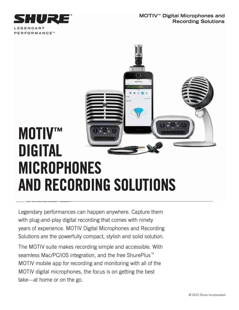 Página 1 del manual Ficha técnica Shure Motiv MV51