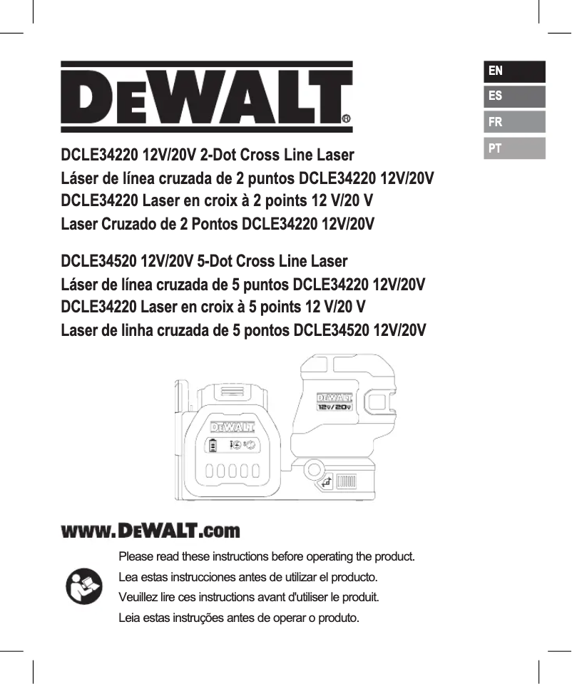 Page 1 de la notice Manuel utilisateur DeWalt DCLE34220