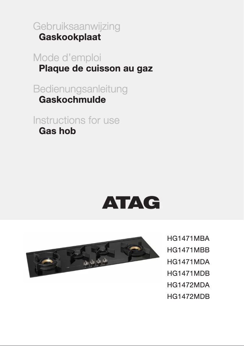 Page n°1 - Manuel utilisateur Atag HG1472MDB