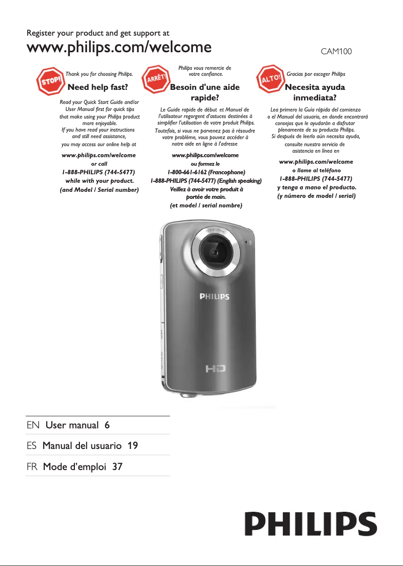 Page n°1 - Manuel utilisateur Philips CAM100