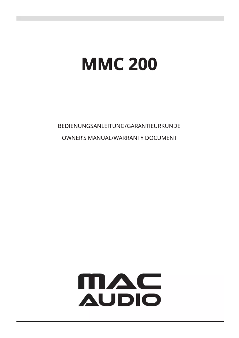 Page n°1 - Manuel utilisateur Mac Audio MMC 200