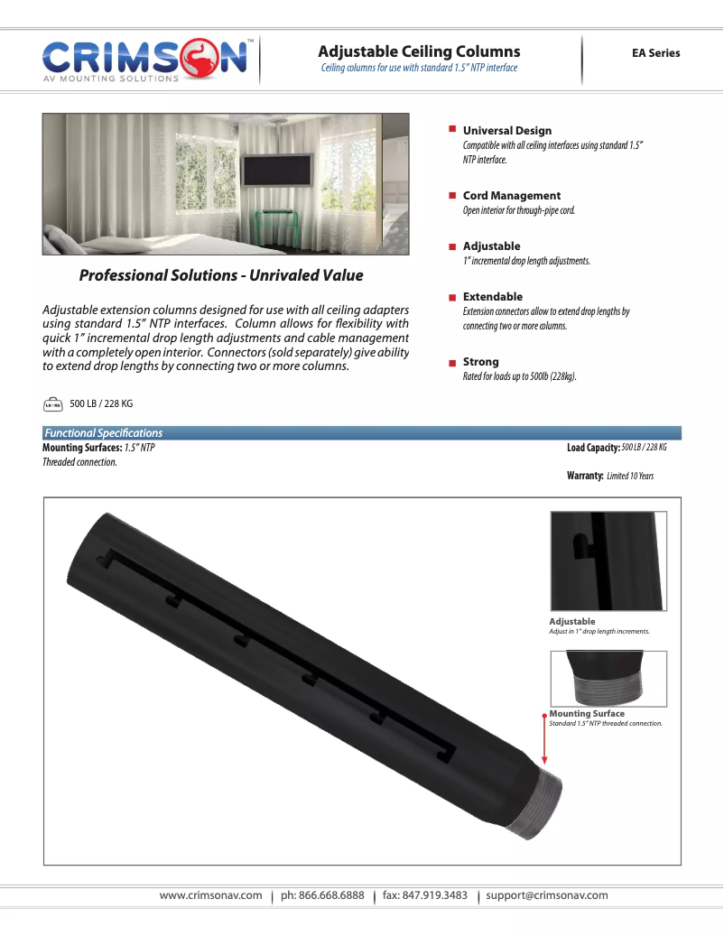 Page 1 de la notice Fiche technique Crimson EA01218