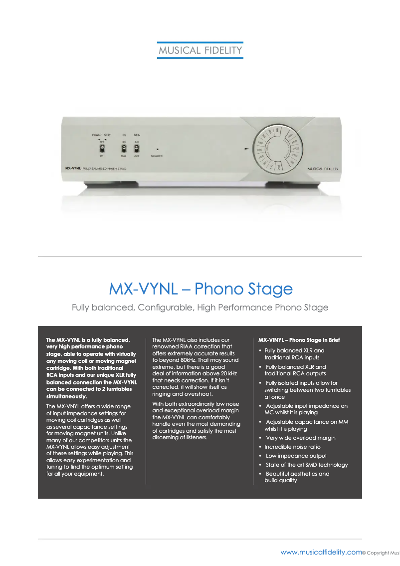 Image de la première page du manuel de l'appareil MX-VYNL