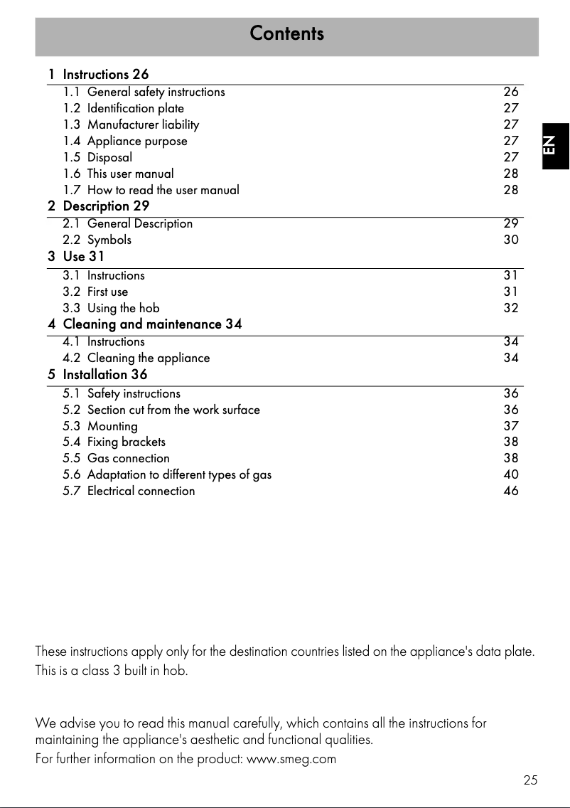 Page 1 de la notice Mode d'emploi Smeg P360XGH
