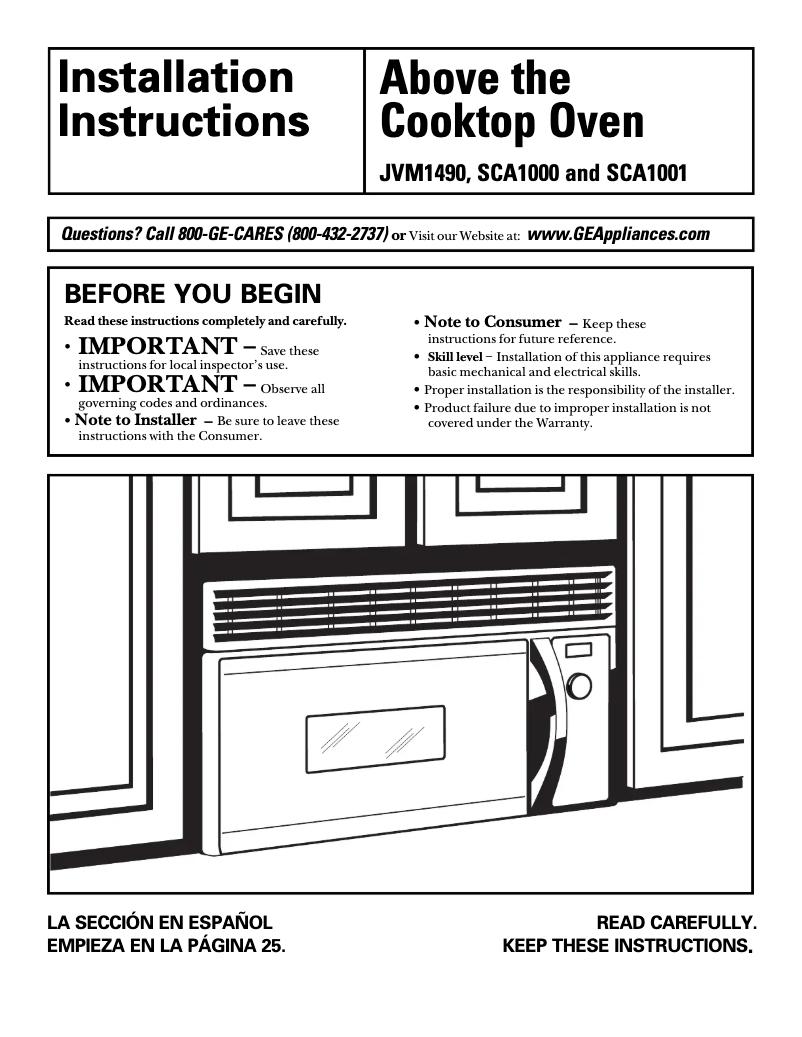 Page 1 de la notice Guide d'installation GE SCA1001DSS