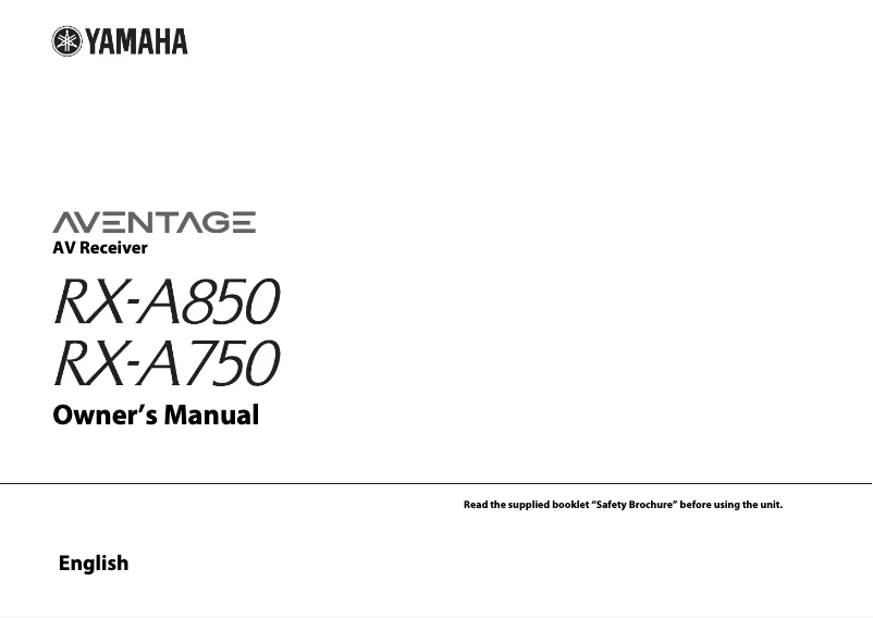 Página 1 del manual Manual de usuario Yamaha RX-A850