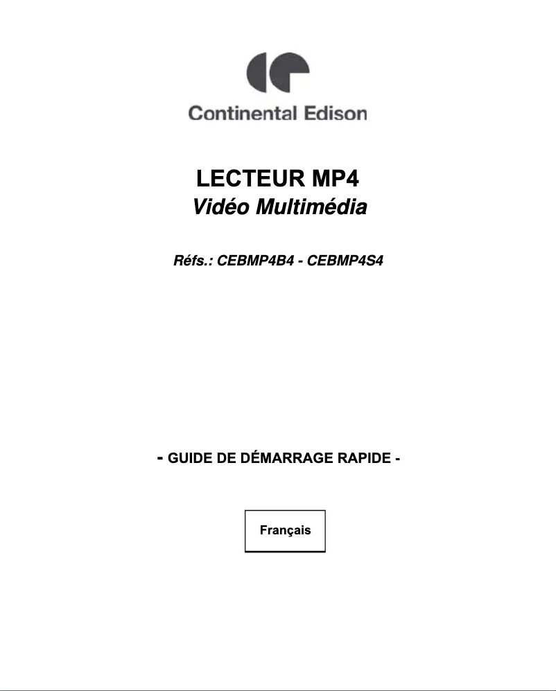 Page n°1 - Manuel utilisateur Continental Edison CEBMP4B4