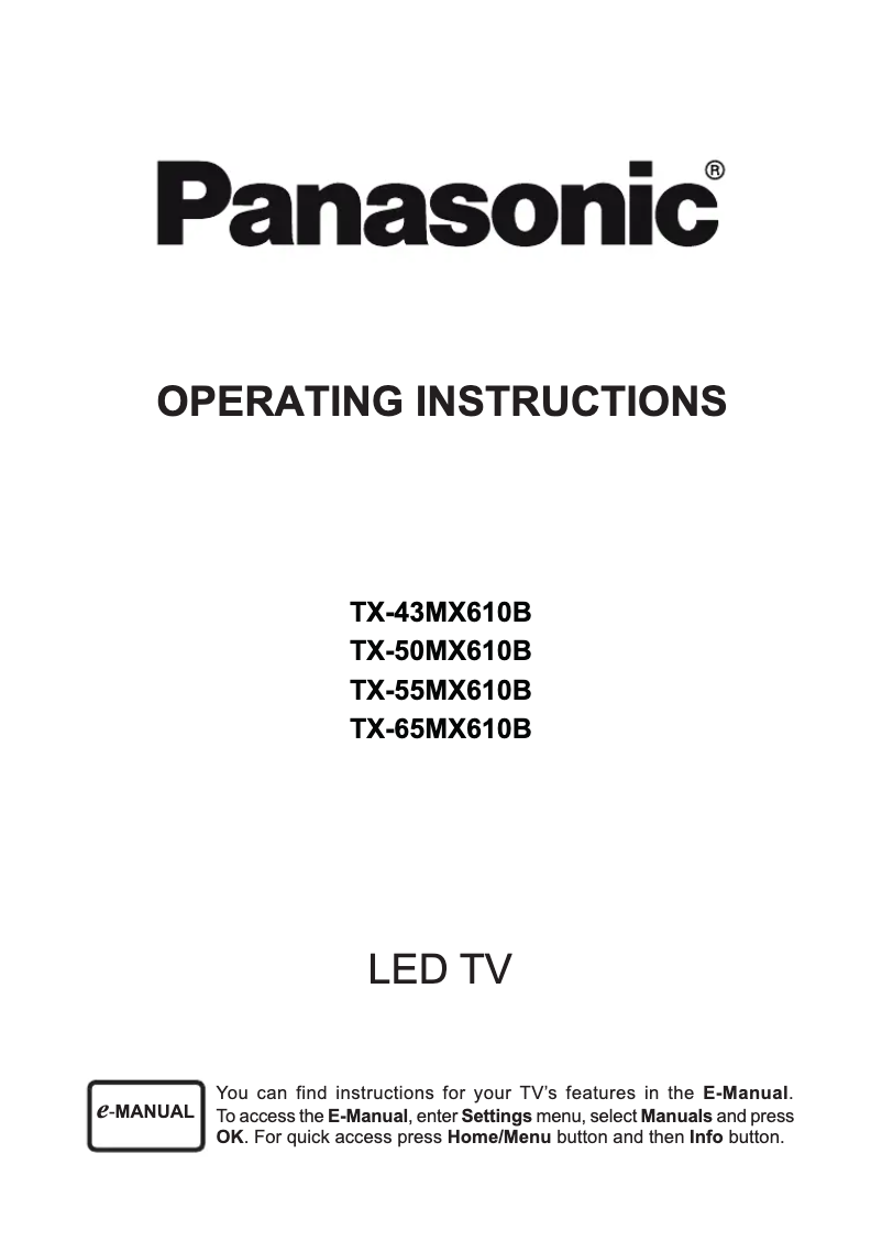 Page 1 de la notice Manuel utilisateur Panasonic TX-65MX610B