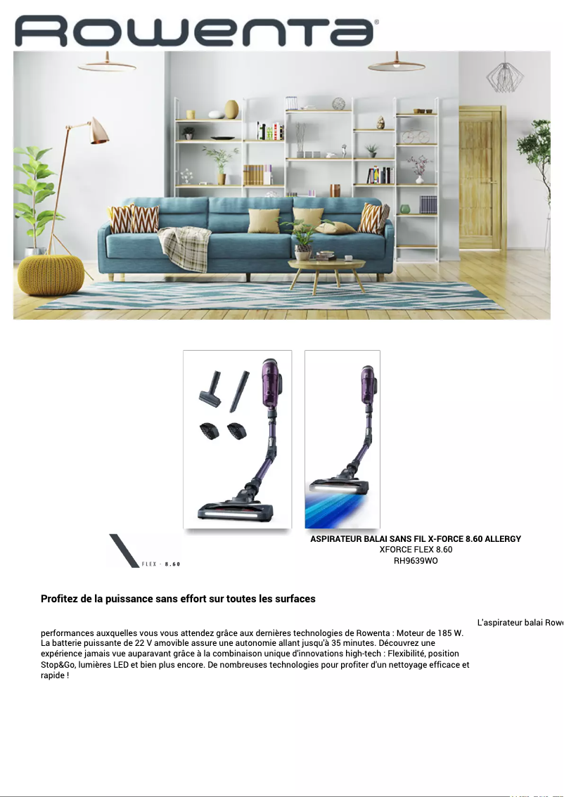 Página 1 del manual Ficha técnica Rowenta X-Force Flex 8.60