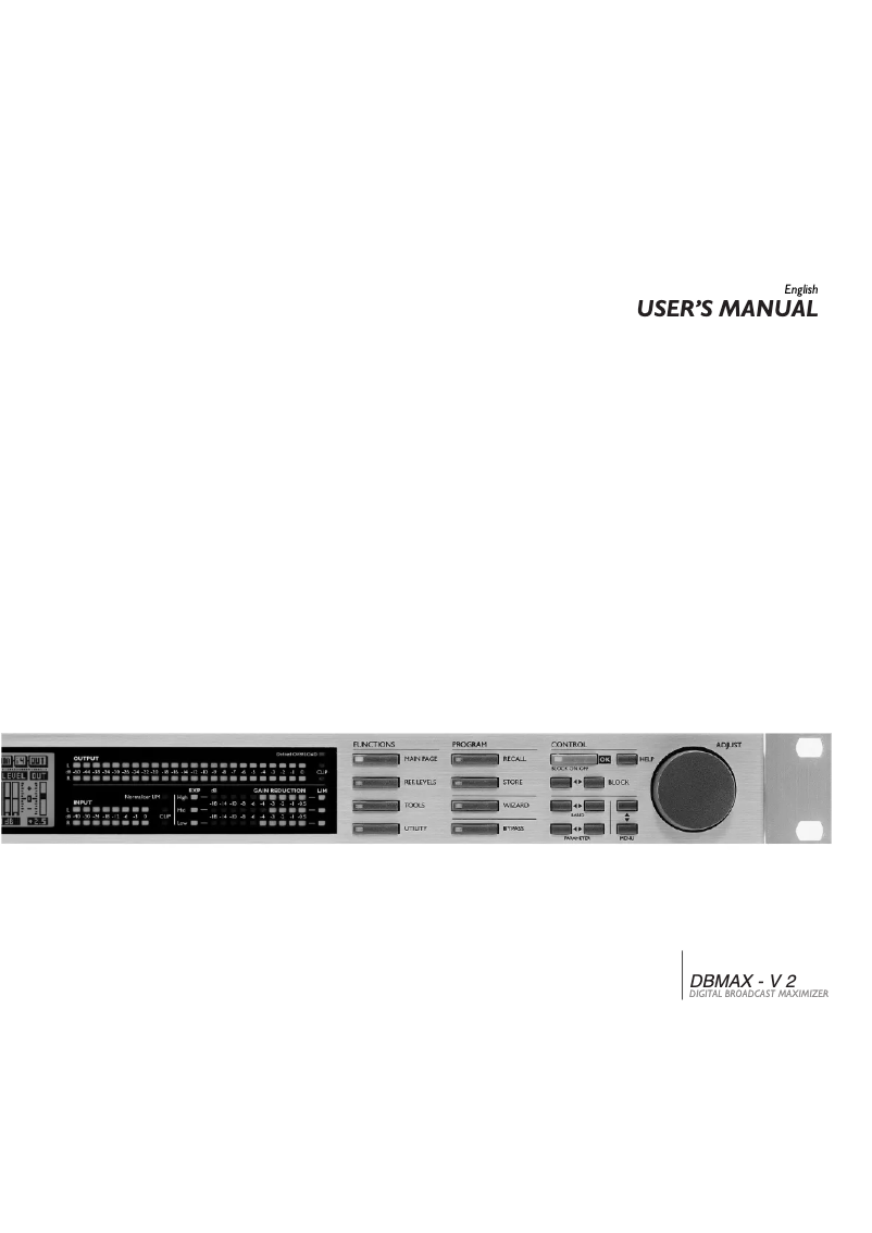 Page n°1 - Manuel utilisateur TC Electronic DBMAX II