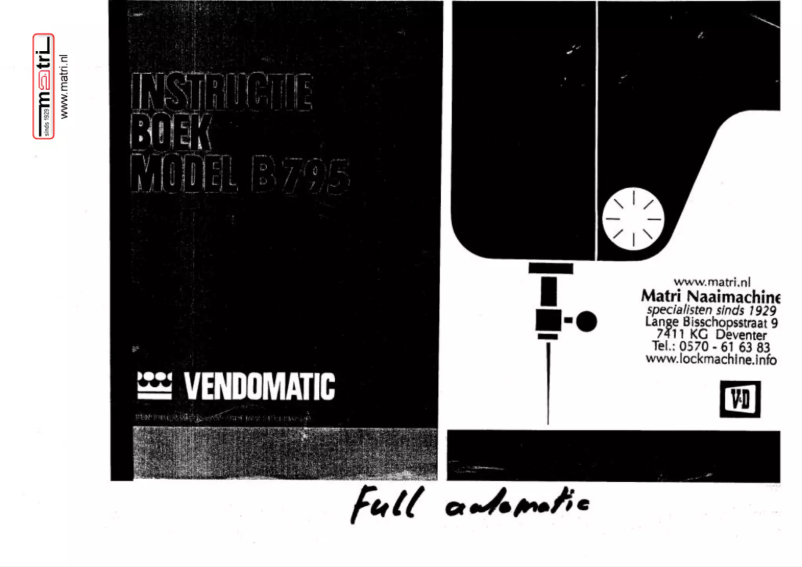 Page 1 de la notice Manuel utilisateur Vendomatic B 795