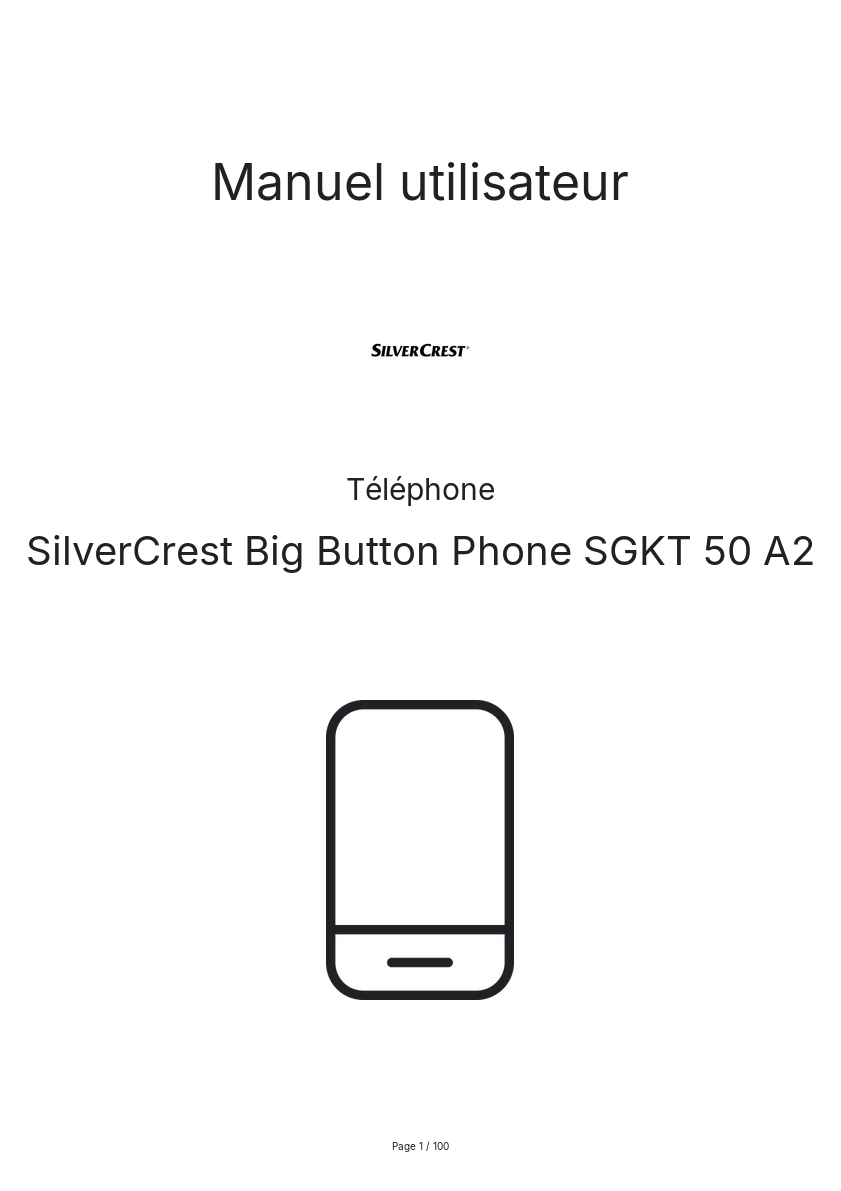 Page n°1 - Manuel utilisateur SilverCrest Big Button Phone SGKT 50 A2