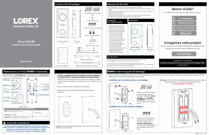 Página 1 del manual Guía de inicio rápido Lorex LNWDB1-EG