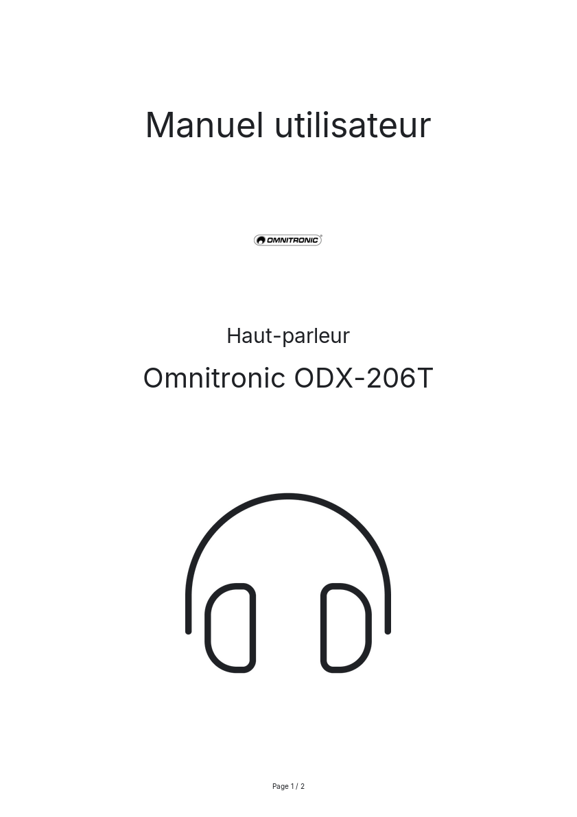 Page n°1 - Manuel utilisateur Omnitronic ODX-206T
