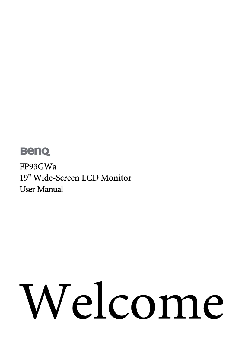 Page 1 of the manual User Manual BenQ FP93GWA