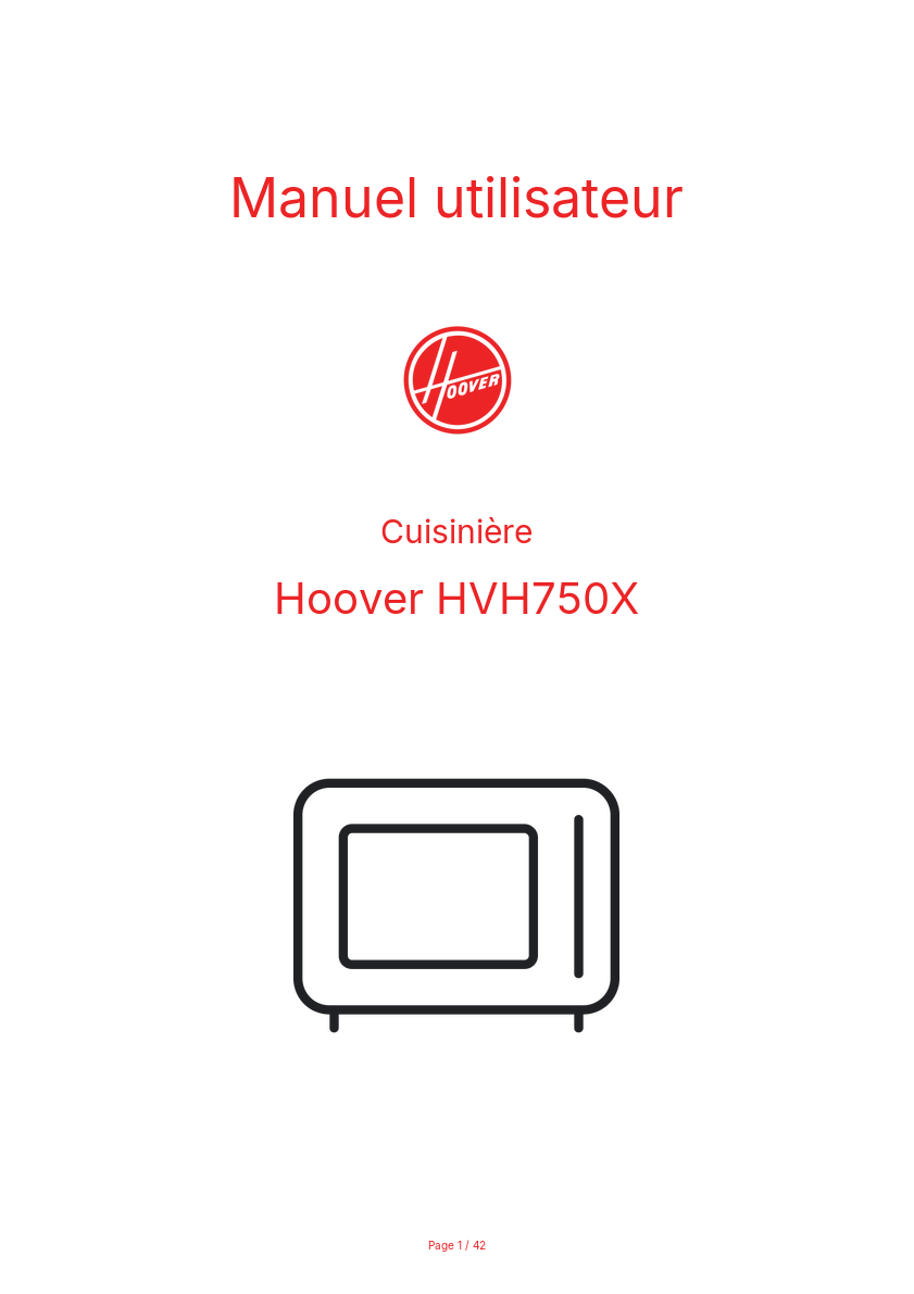 Page n°1 - Manuel utilisateur Hoover HVH750X