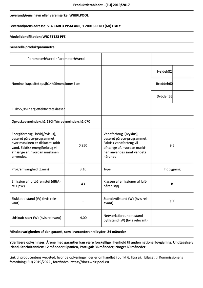 Image de la première page du manuel de l'appareil WIC 3T123 PFE