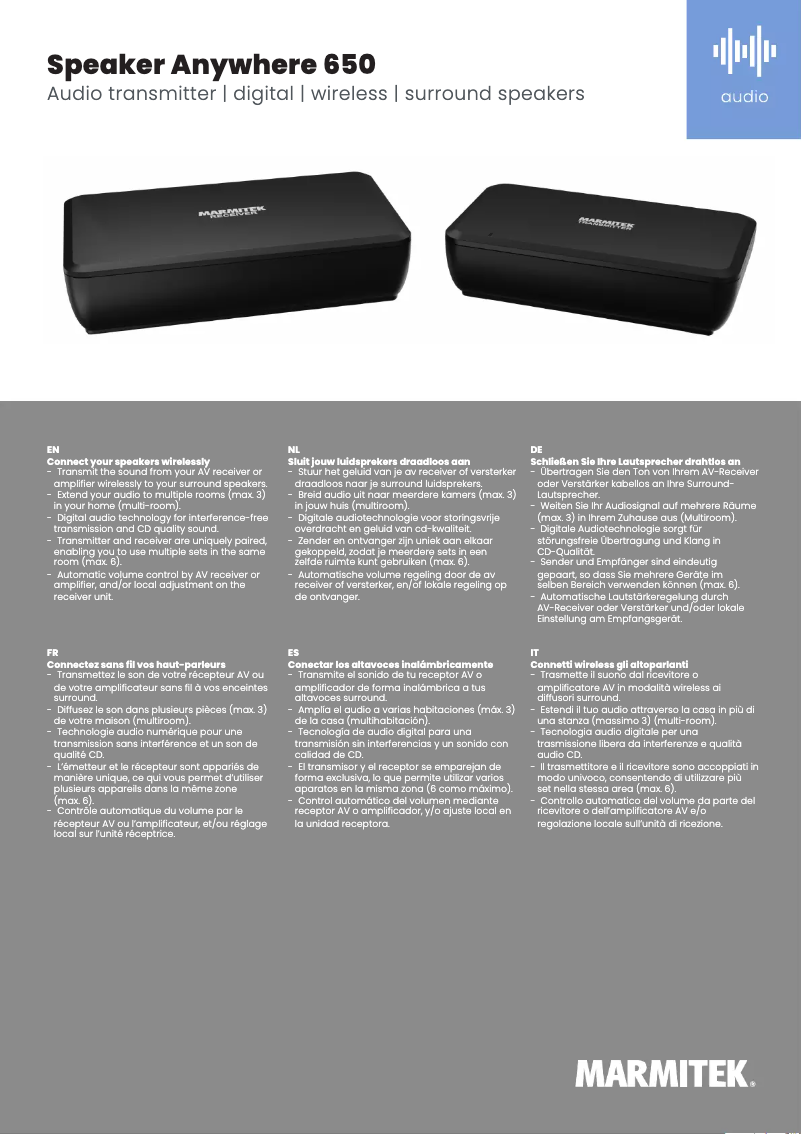 Image de la première page du manuel de l'appareil Speaker Anywhere 650