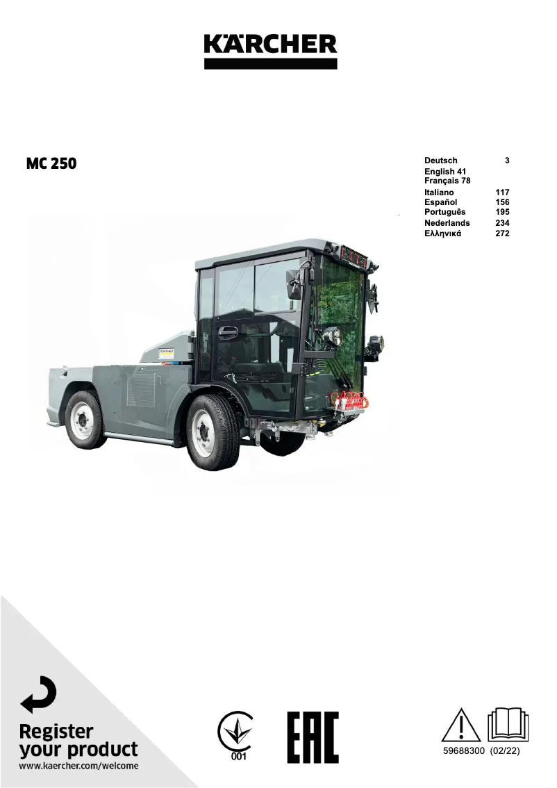 Page 1 de la notice Manuel utilisateur Kärcher MC 250 STAGE V