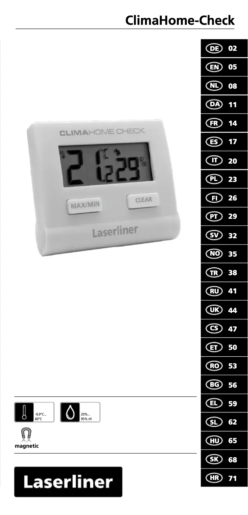 Page 1 de la notice Manuel utilisateur Laserliner ClimaCheck