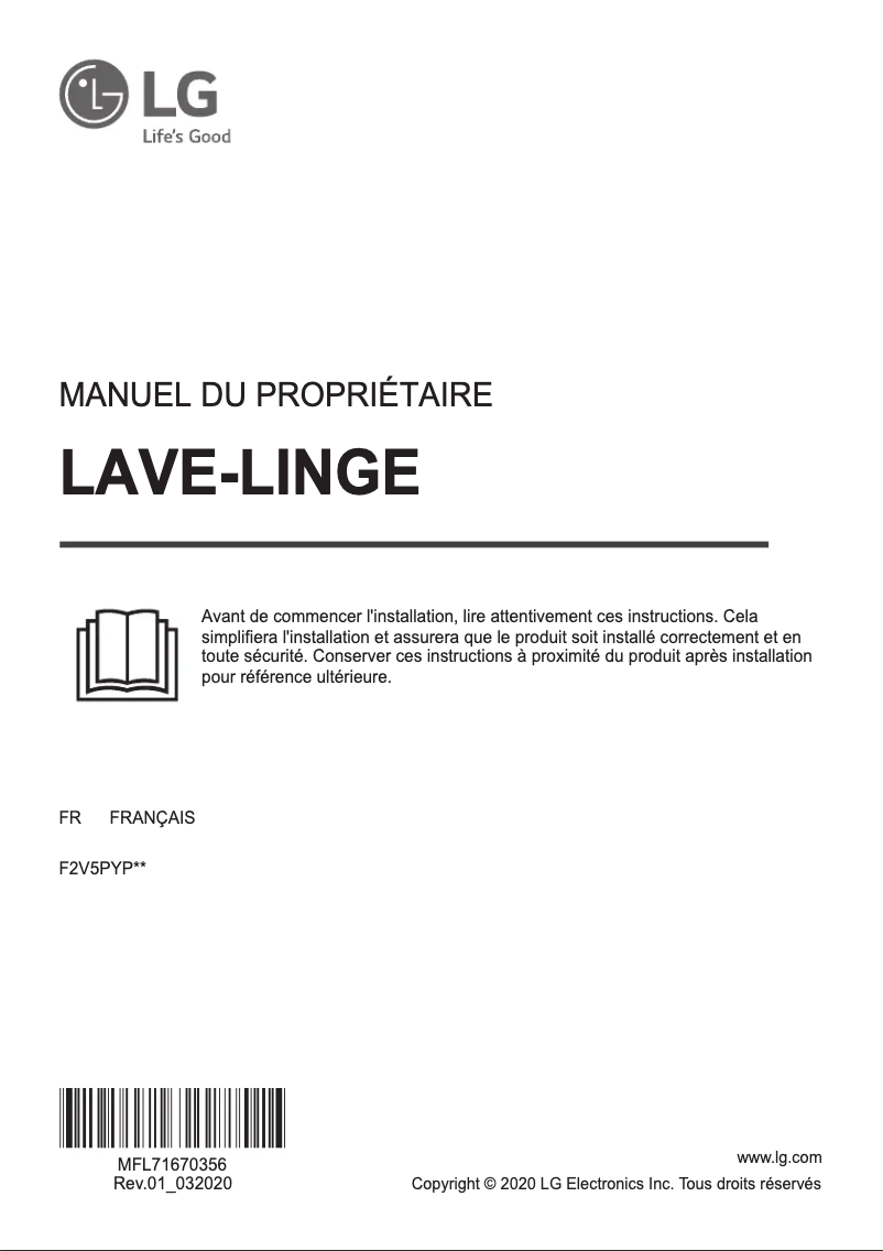 Page n°1 - Manuel utilisateur LG F2V5PYP2T