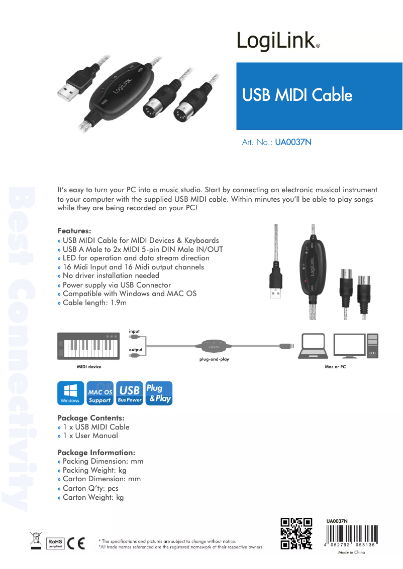 Page n°1 - Manuel utilisateur LogiLink UA0037N