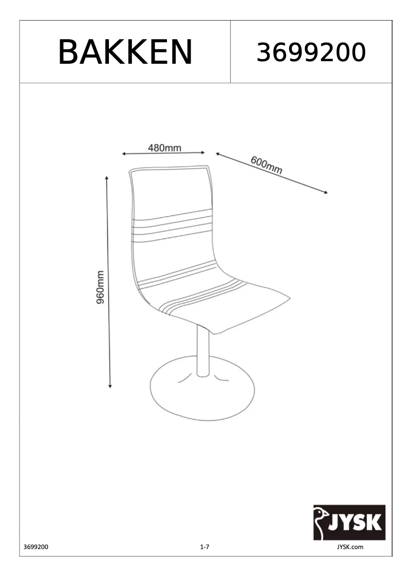 Page n°1 - Manuel utilisateur JYSK Bakken