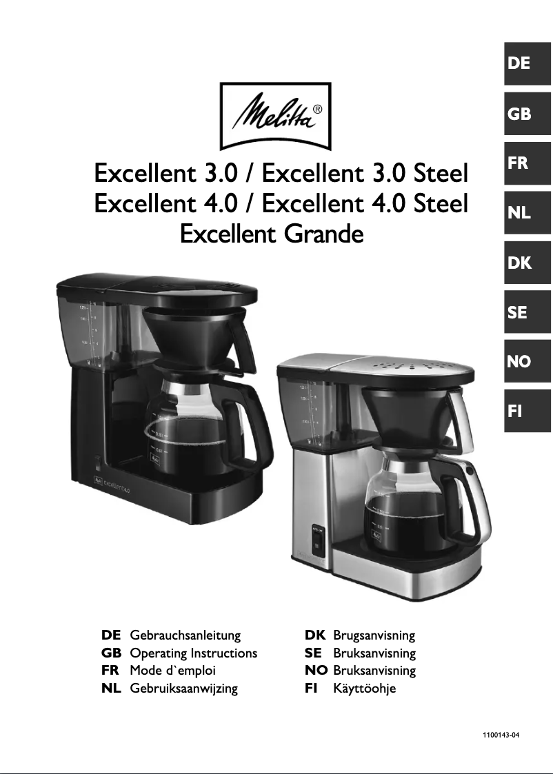 Page 1 de la notice Manuel utilisateur Melitta Excellent 3.0
