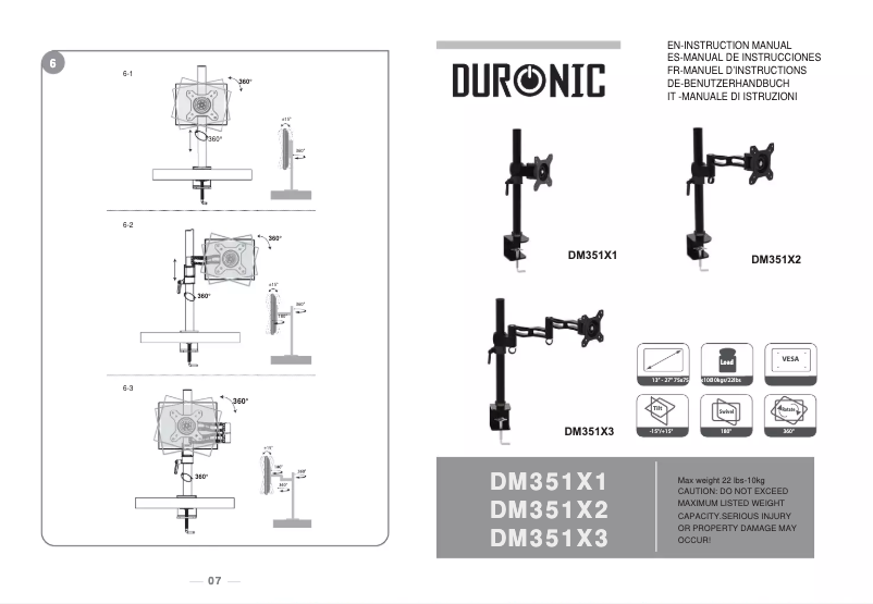 Page n°1 - Manuel utilisateur Duronic DM351X1