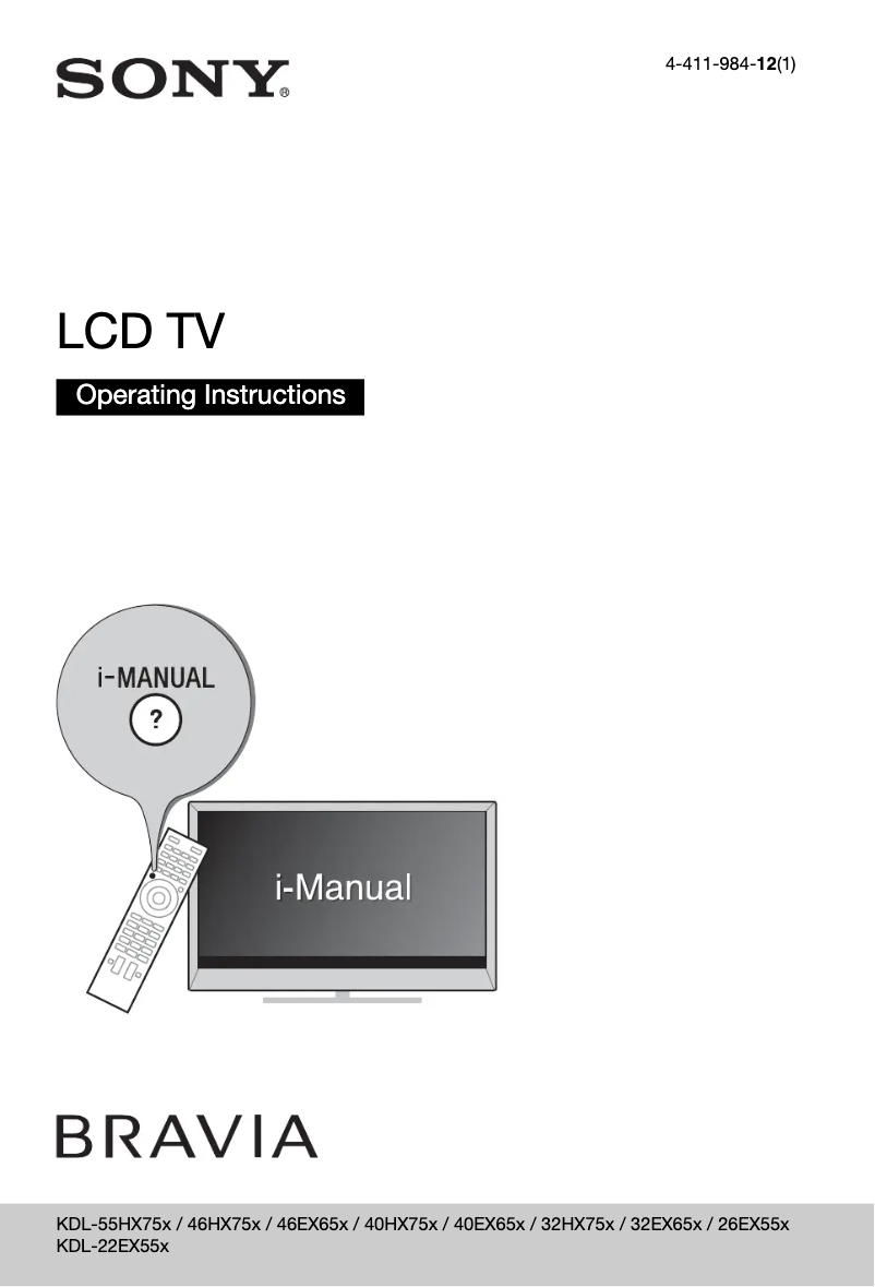 Image de la première page du manuel de l'appareil Bravia KDL-46HX753