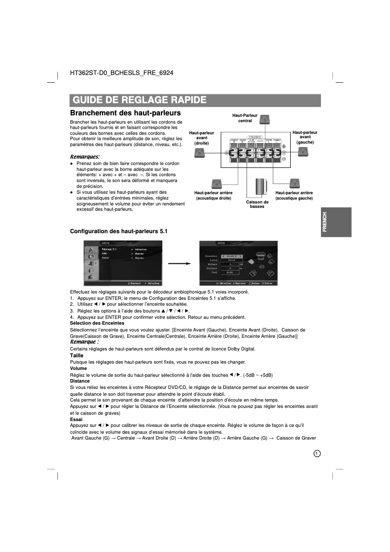 Page 1 de la notice Manuel utilisateur LG HT362ST