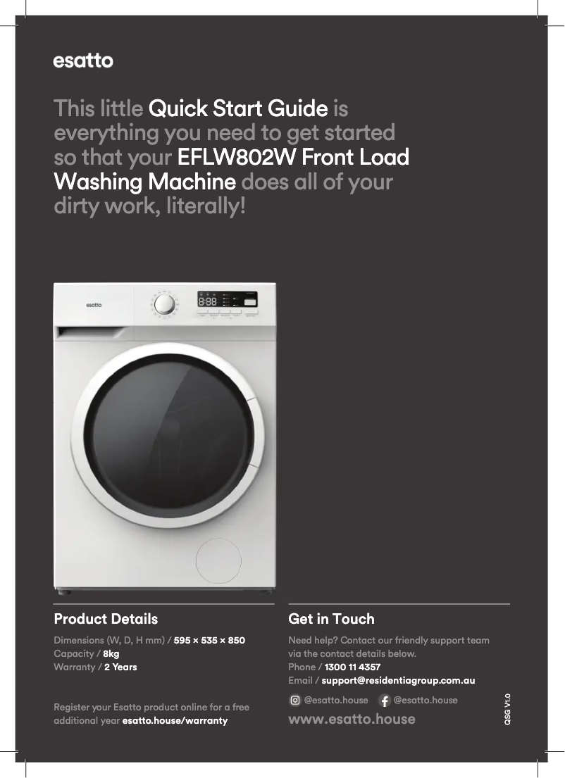 Page n°1 - Guide de démarrage rapide Esatto EFLW802W