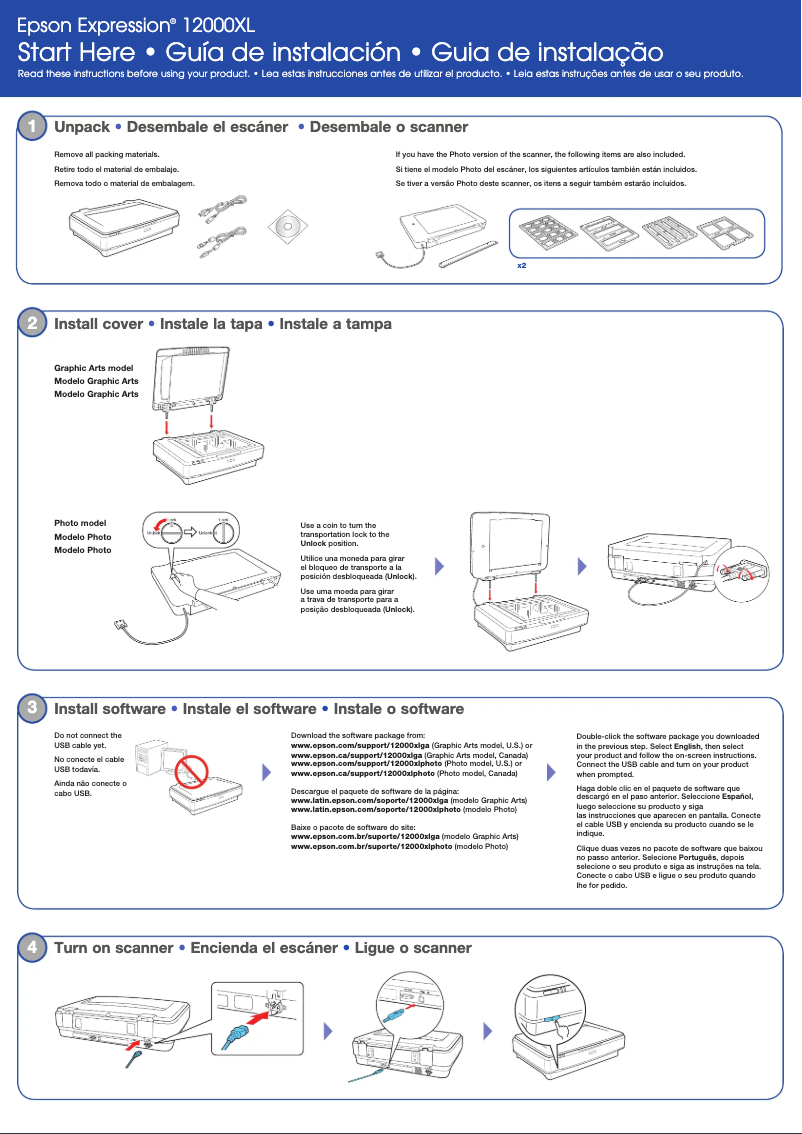 Page 1 de la notice Guide d'installation Epson Expression 12000XL
